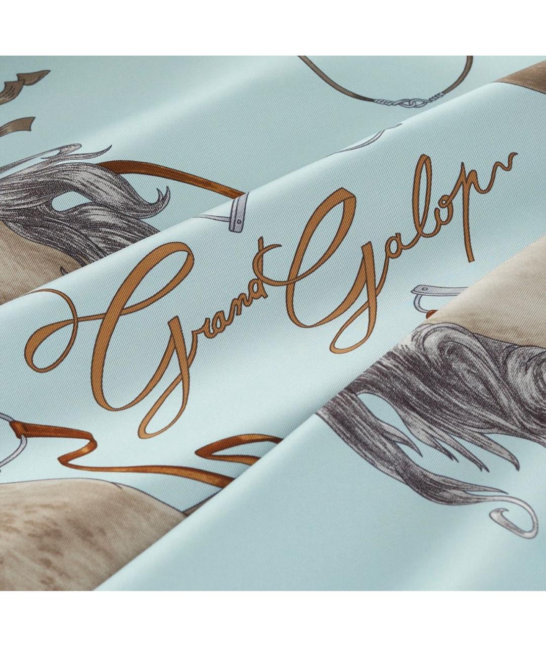 HERMES Голубой шелковый платок, фото 2