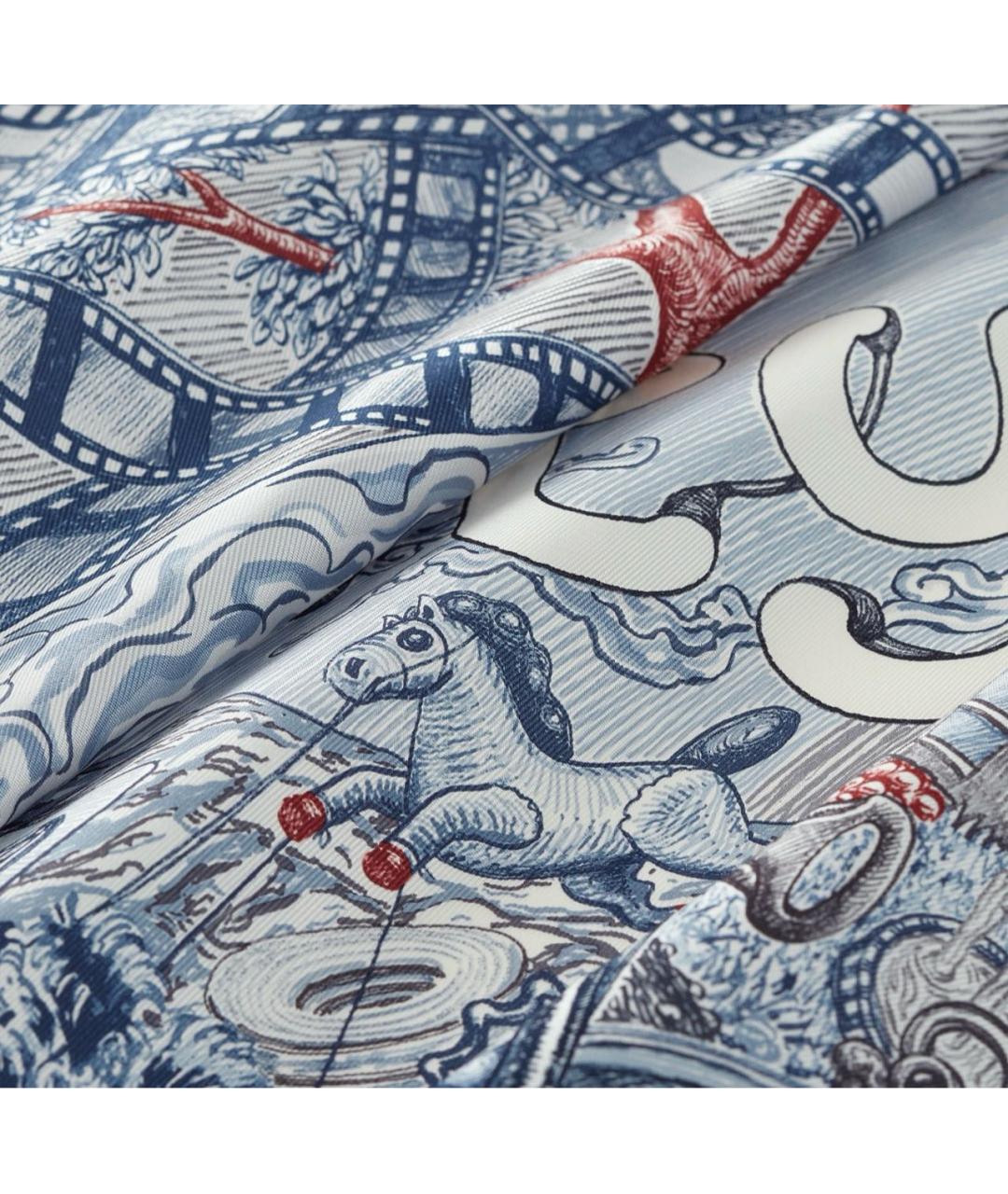 HERMES Темно-синий шелковый платок, фото 2