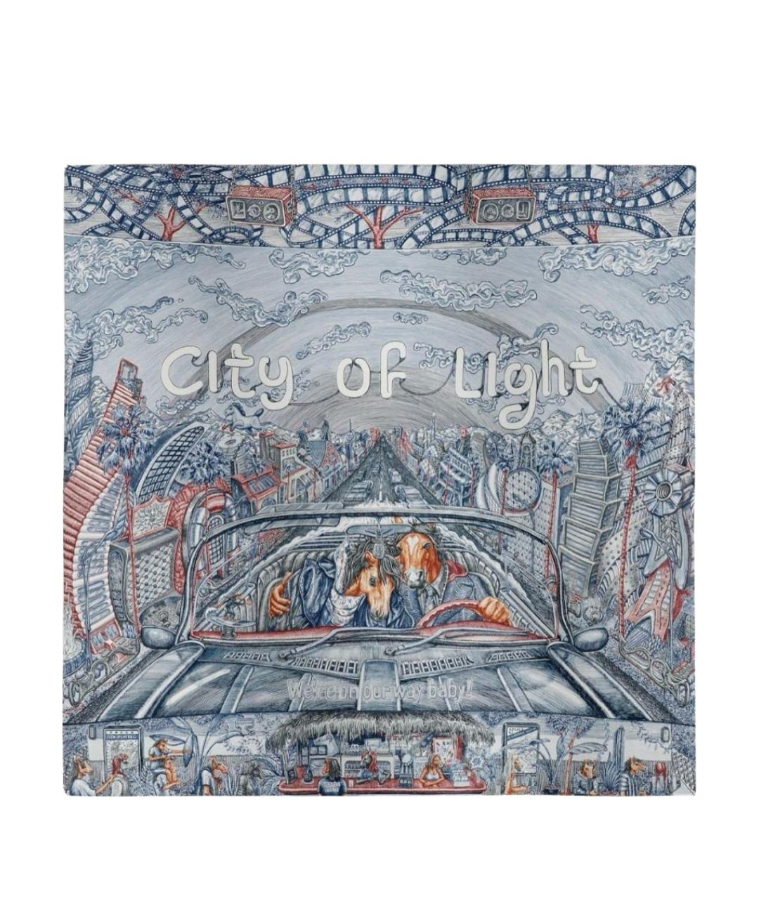 HERMES Темно-синий шелковый платок, фото 1