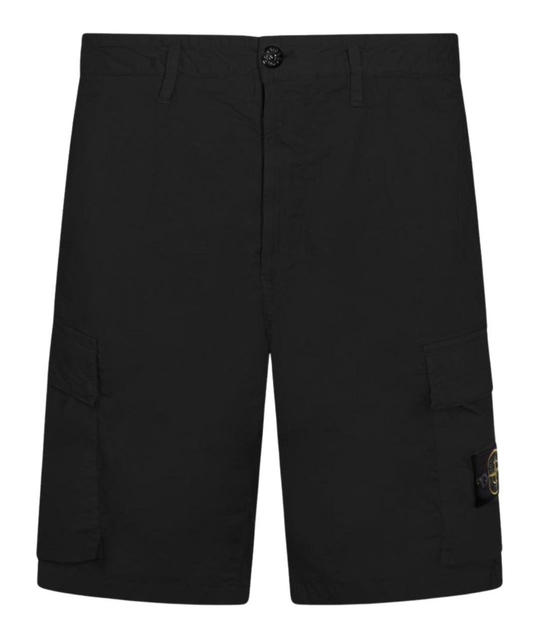 STONE ISLAND Черные хлопковые шорты, фото 1