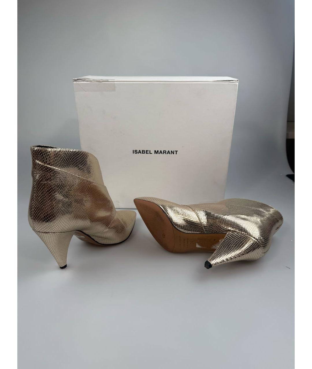 ISABEL MARANT Золотые кожаные ботильоны, фото 5