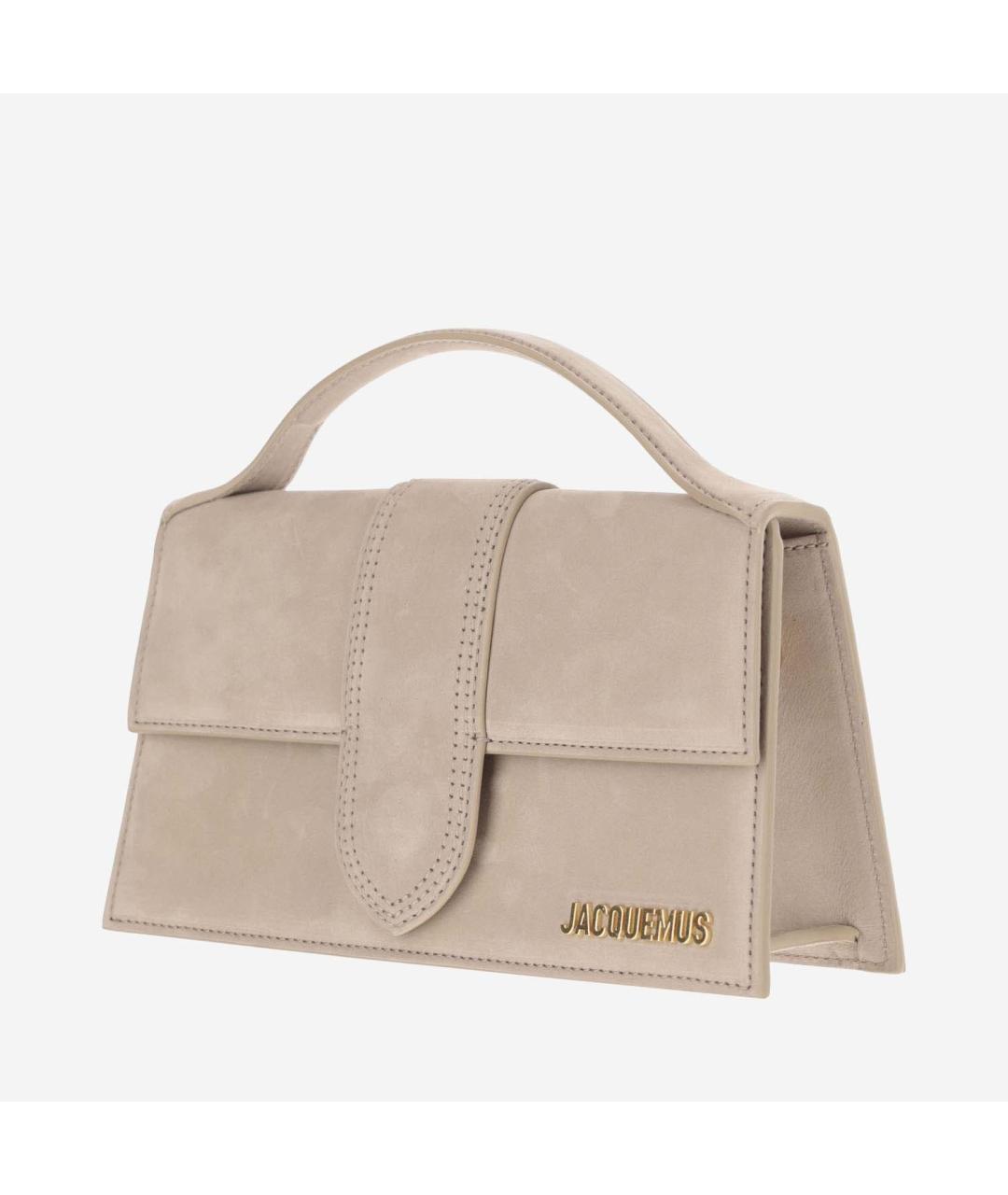 JACQUEMUS Бежевая замшевая сумка через плечо, фото 3