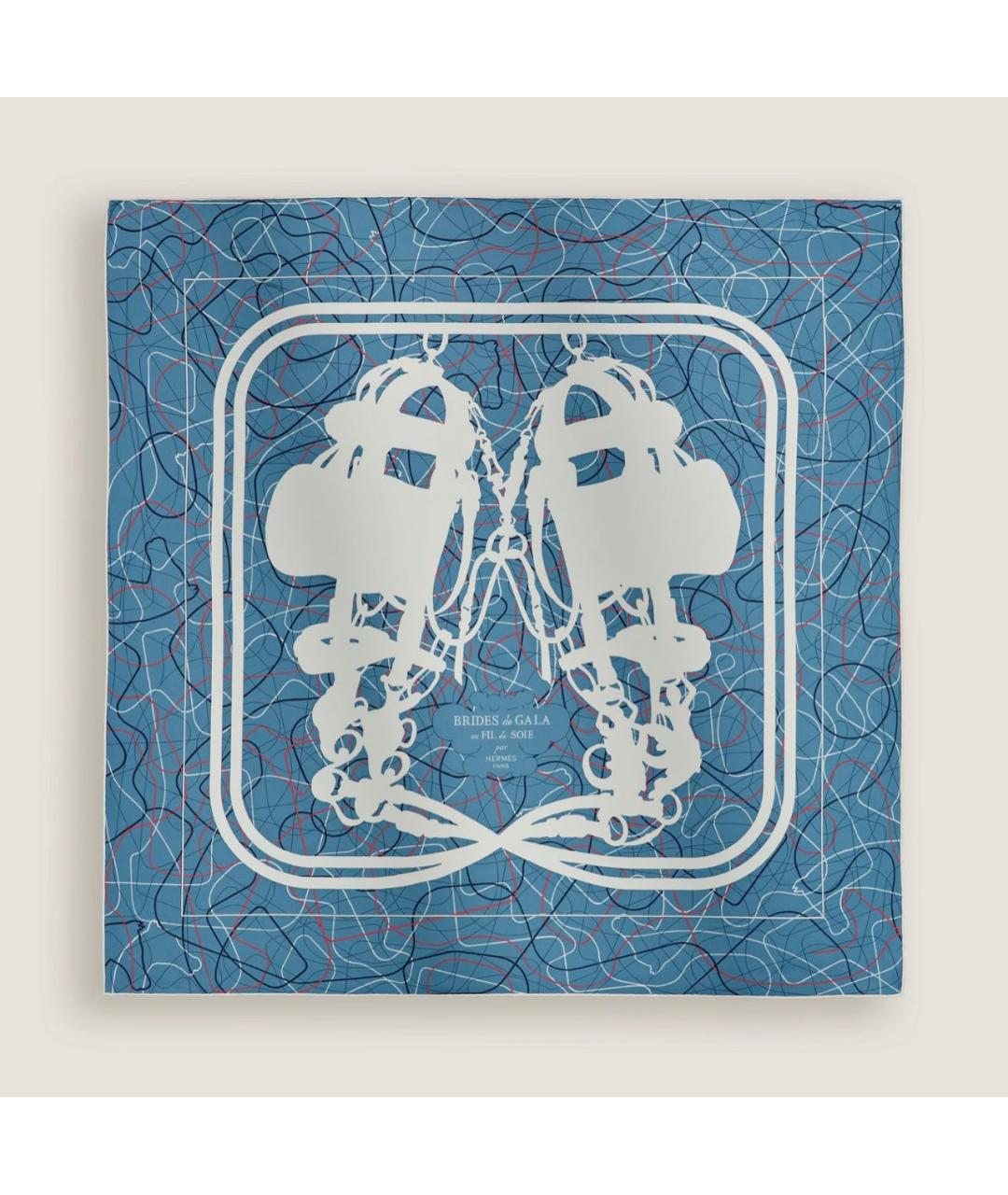 HERMES Синий шелковый платок, фото 5