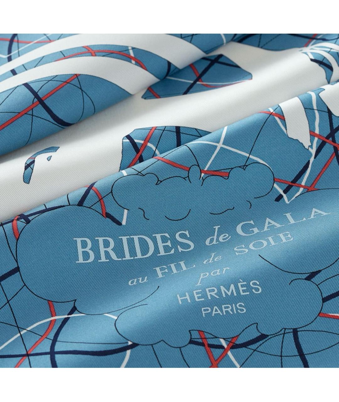 HERMES Синий шелковый платок, фото 2