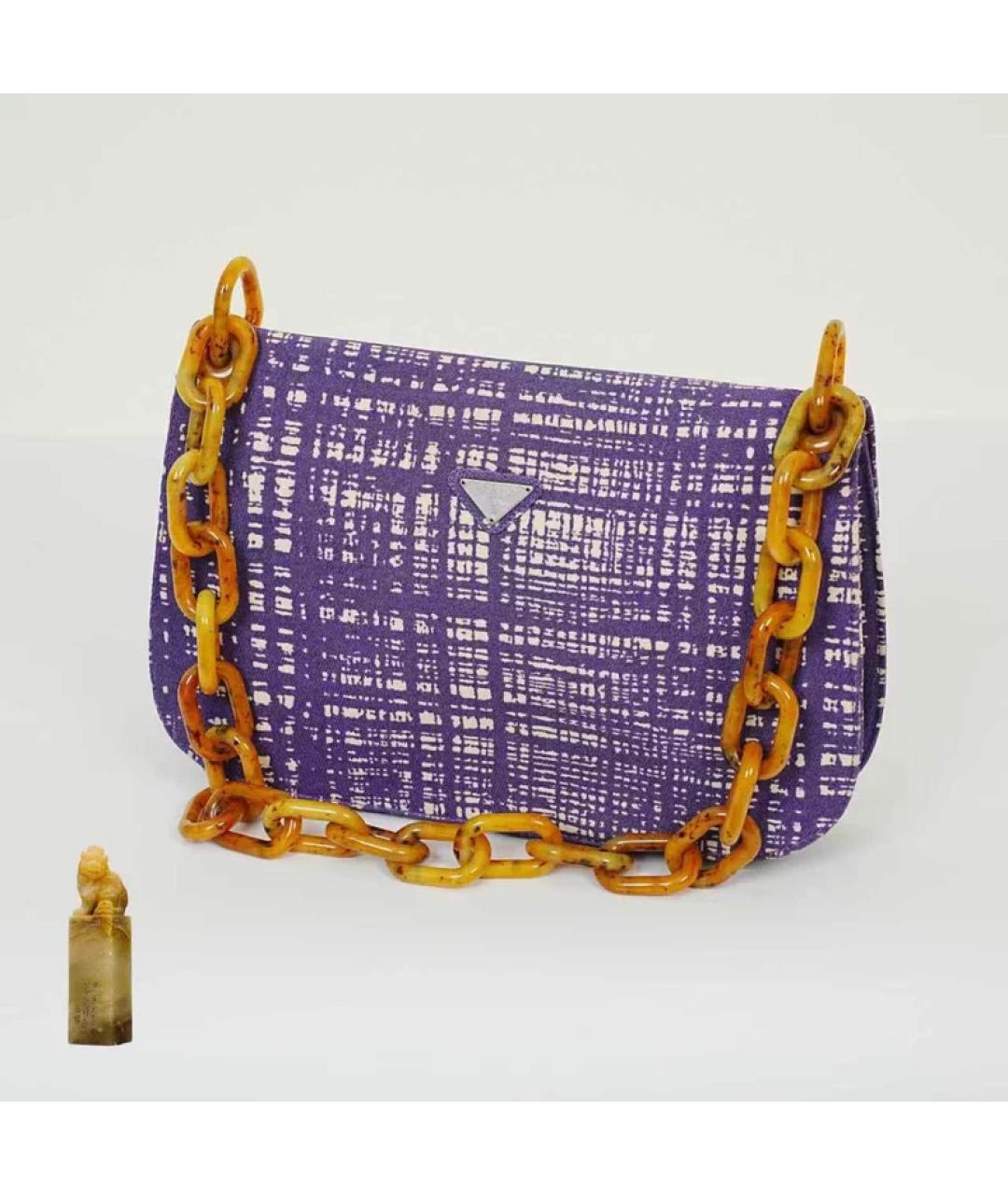 PRADA Фиолетовая кожаная сумка с короткими ручками, фото 8