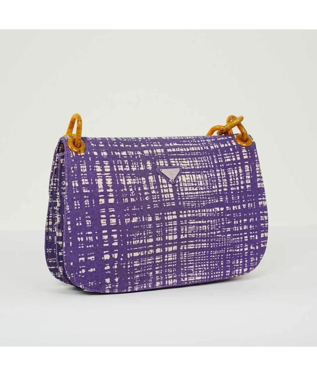 PRADA Фиолетовая кожаная сумка с короткими ручками, фото 5