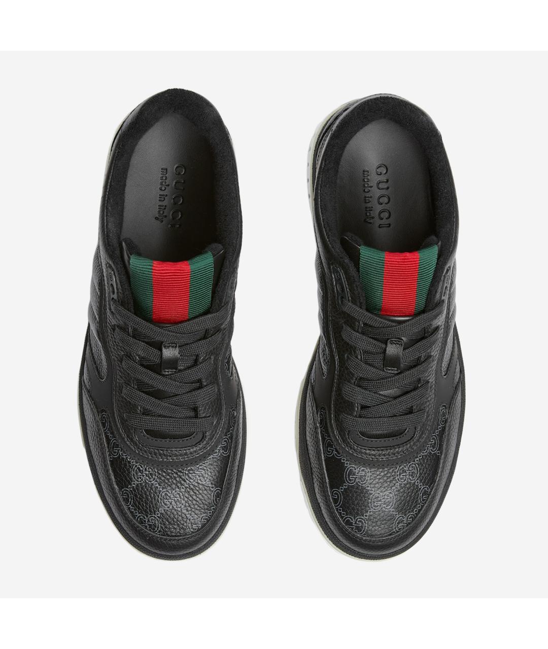 GUCCI Черные кожаные низкие кроссовки / кеды, фото 4