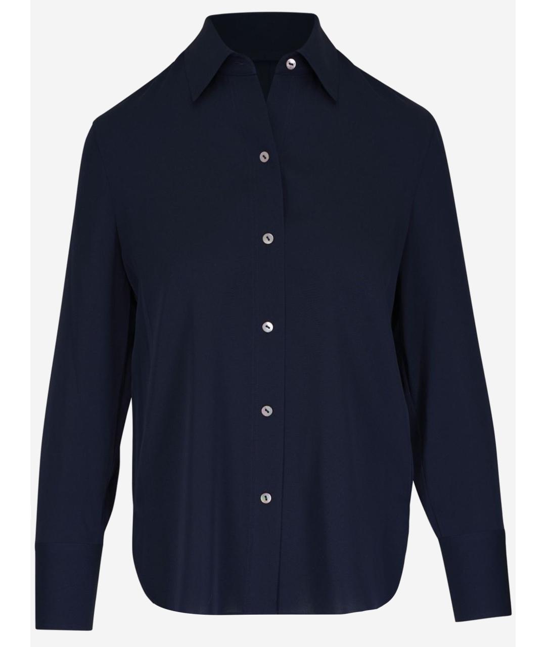 VINCE Темно-синяя шелковая рубашка, фото 4