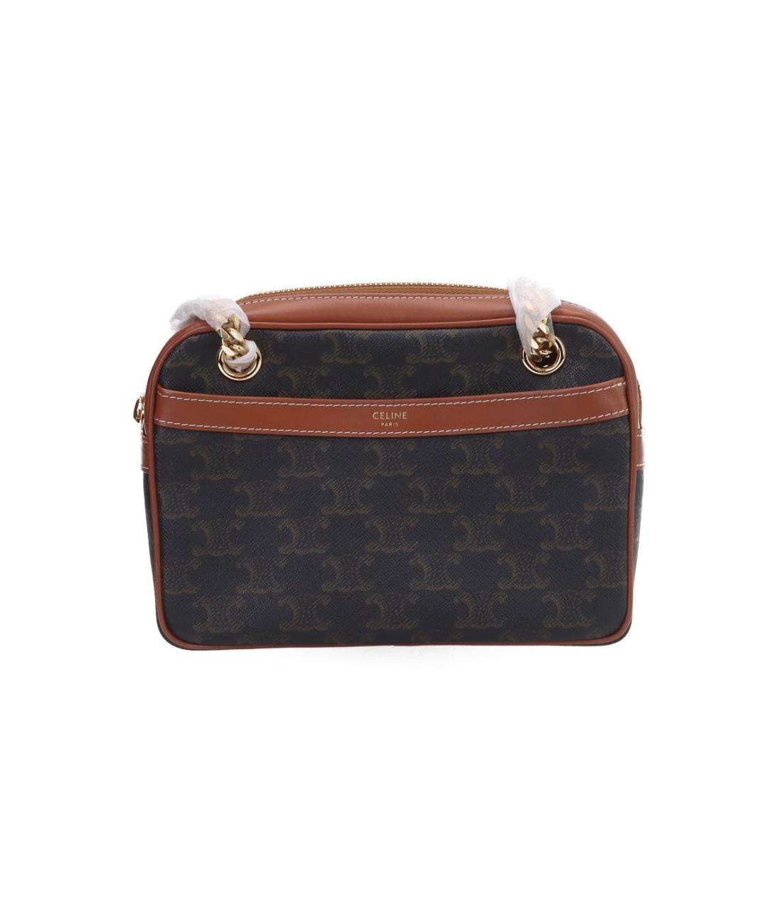 CELINE Коричневая кожаная сумка через плечо, фото 1