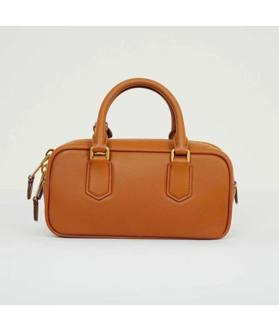 MIU MIU Бежевая кожаная сумка с короткими ручками, фото 5