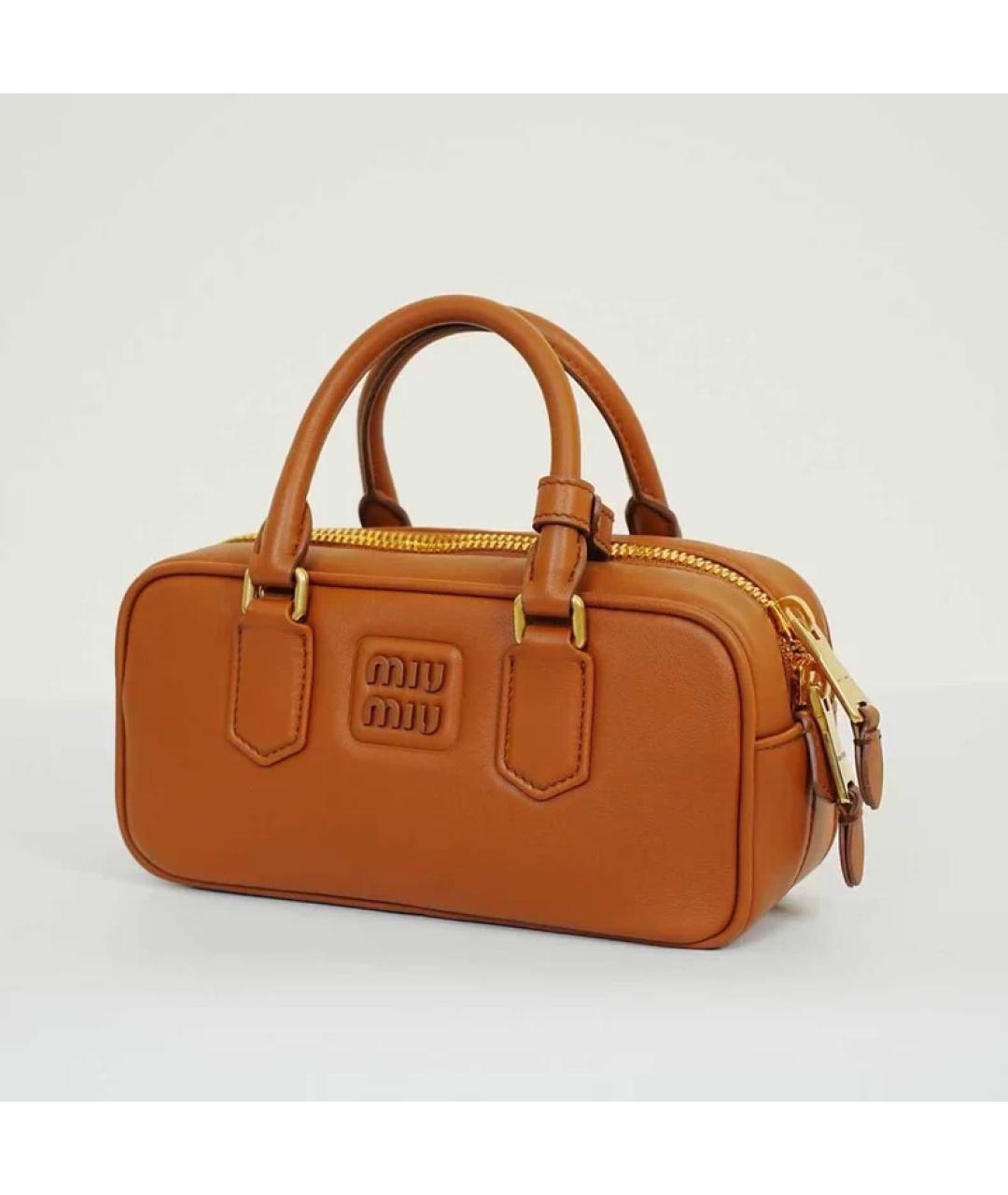 MIU MIU Бежевая кожаная сумка с короткими ручками, фото 7