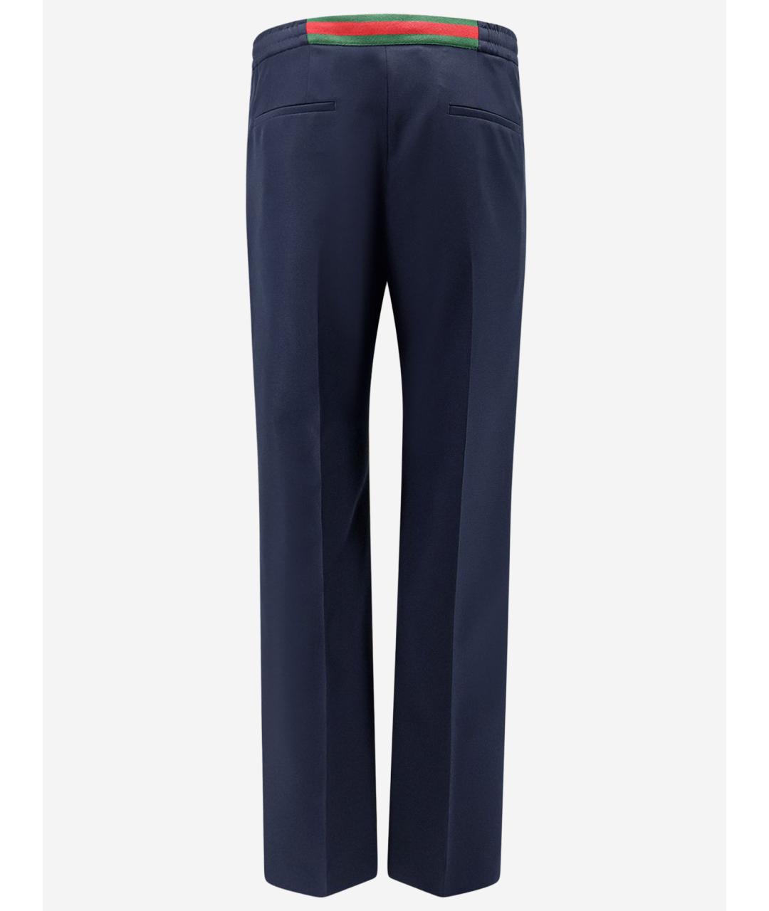 GUCCI Синие полиэстеровые повседневные брюки, фото 2