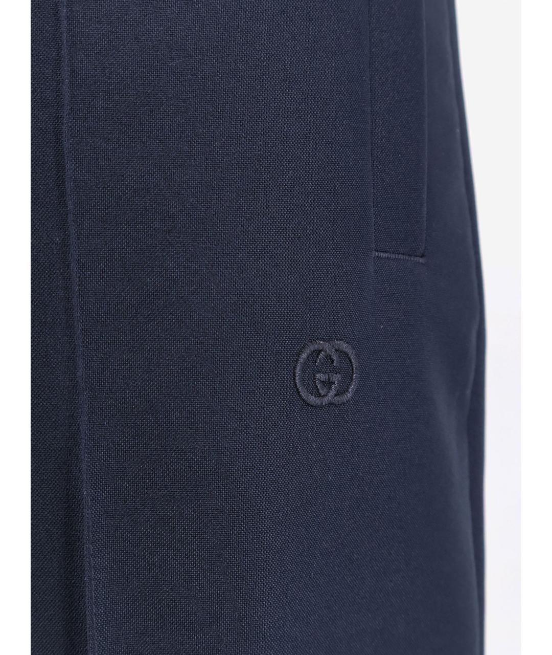 GUCCI Синие полиэстеровые повседневные брюки, фото 3
