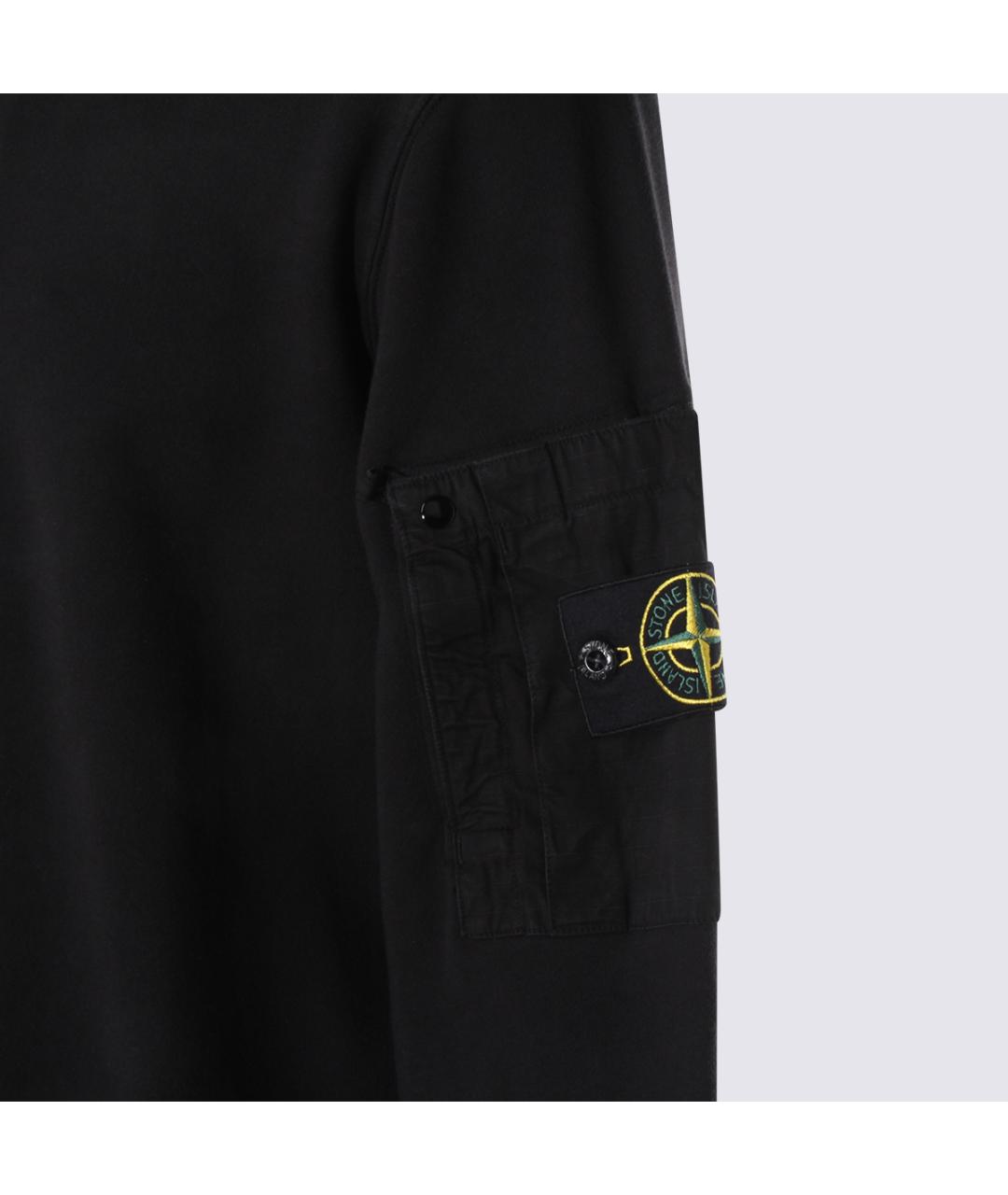 STONE ISLAND Черный хлопковый джемпер / свитер, фото 3