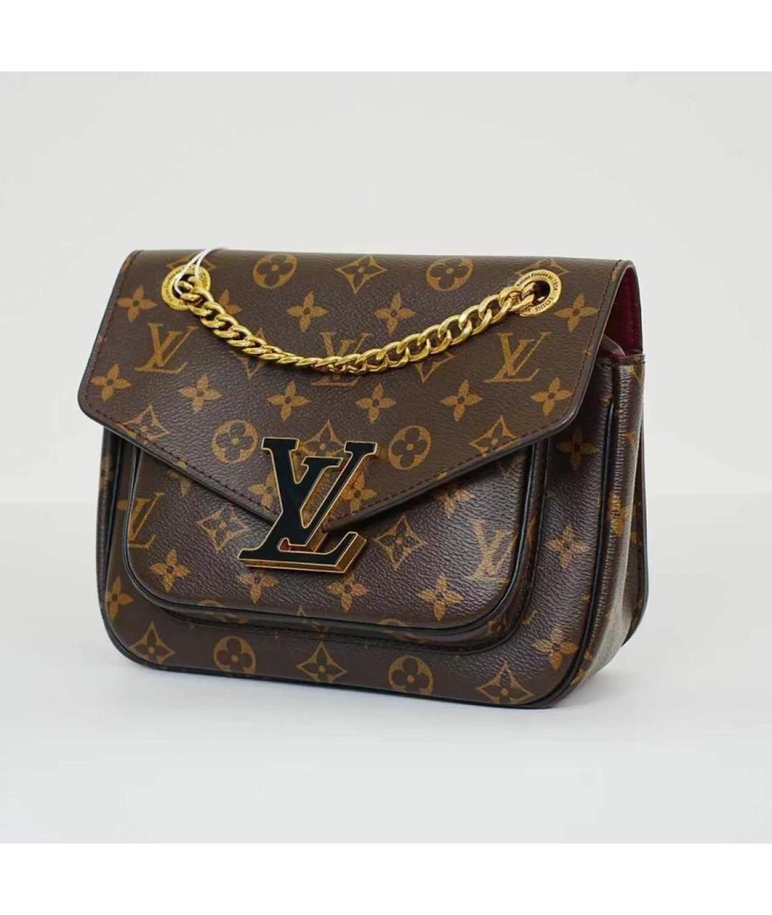 LOUIS VUITTON Коричневая кожаная сумка через плечо, фото 8
