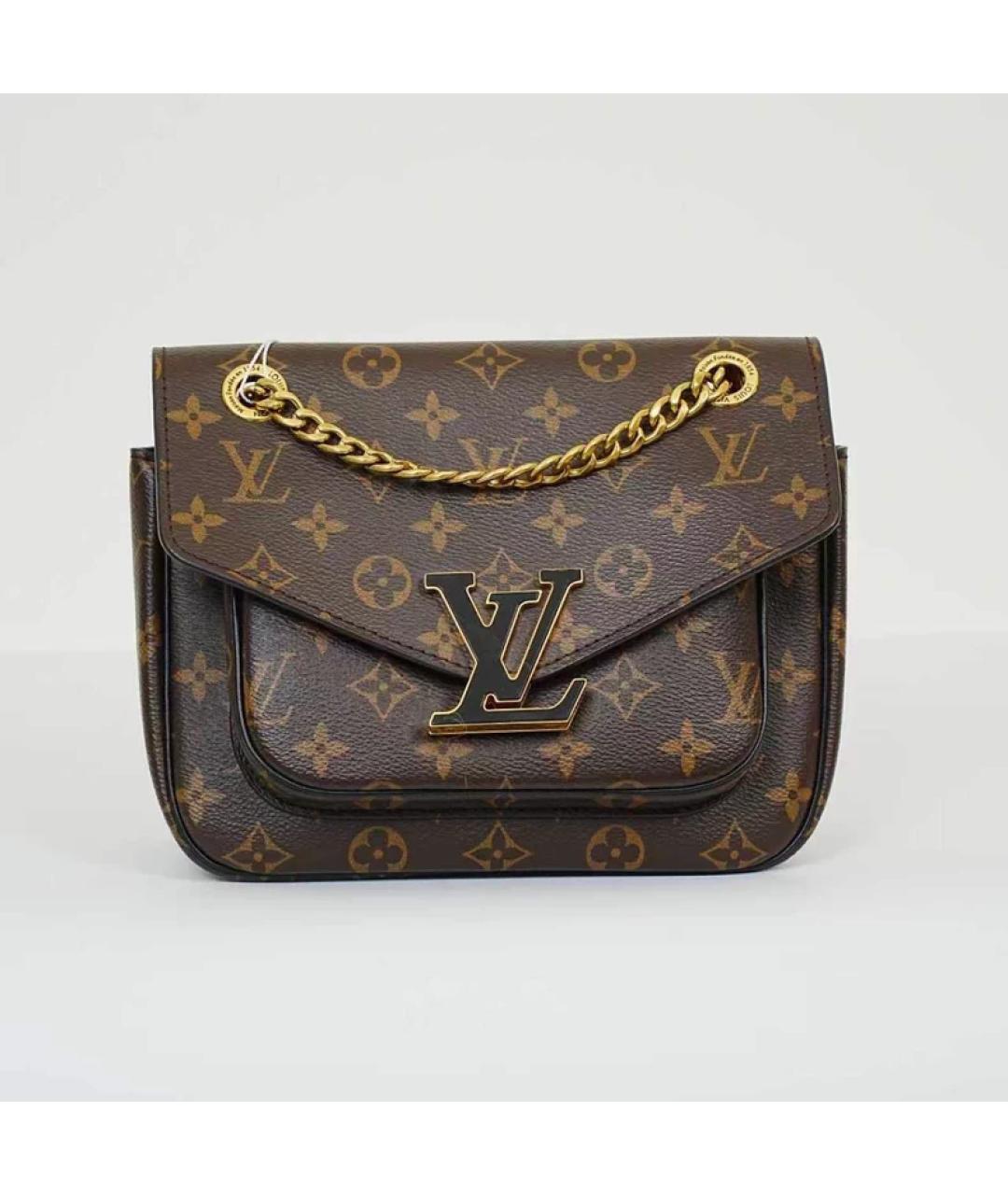 LOUIS VUITTON Коричневая кожаная сумка через плечо, фото 10