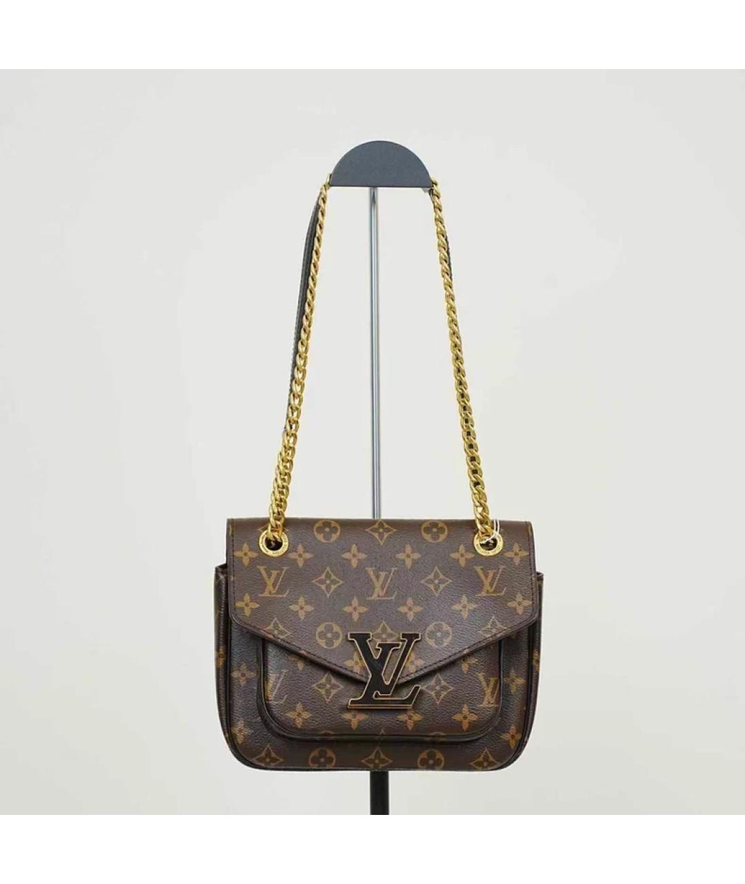 LOUIS VUITTON Коричневая кожаная сумка через плечо, фото 6