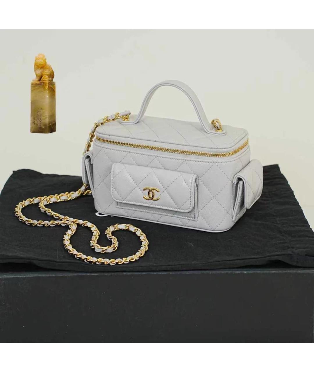 CHANEL Белая кожаная сумка с короткими ручками, фото 9