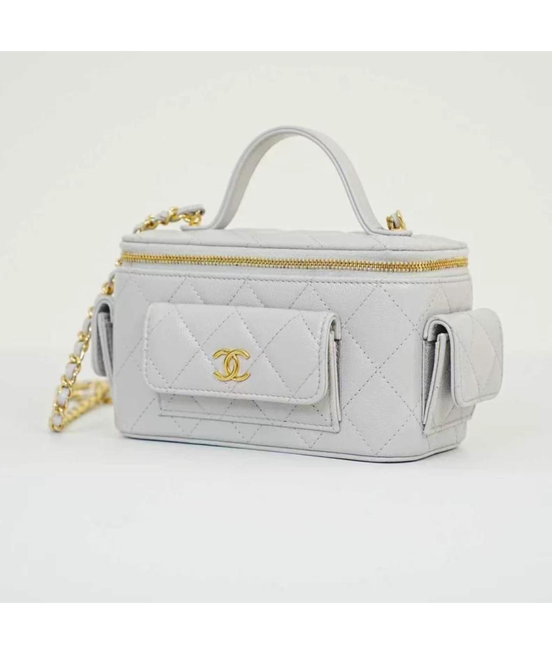 CHANEL Белая кожаная сумка с короткими ручками, фото 2
