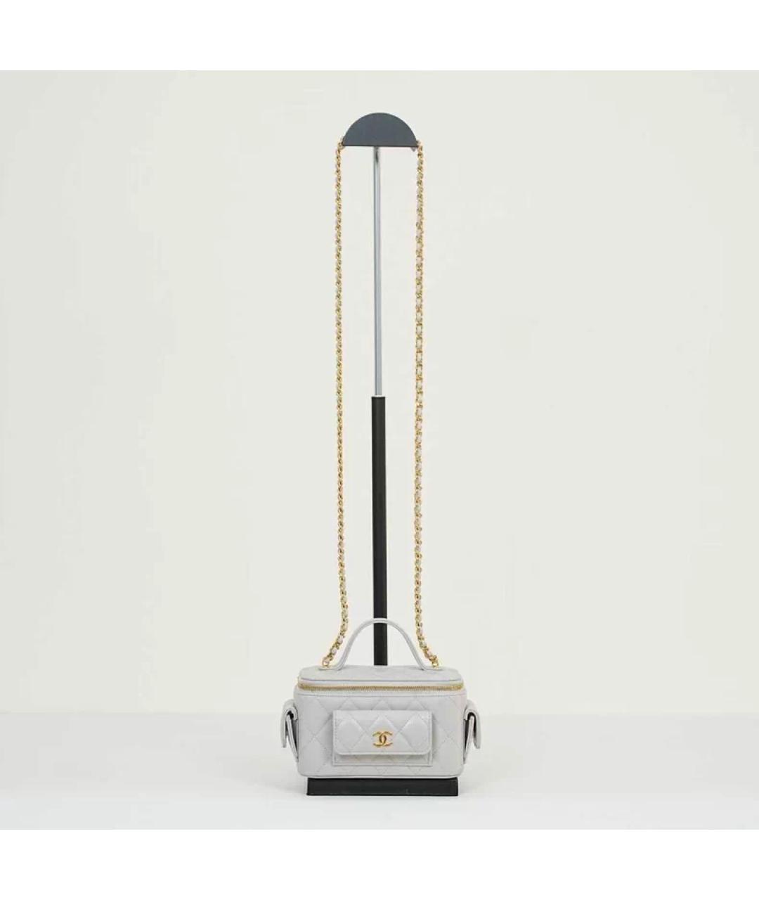 CHANEL Белая кожаная сумка с короткими ручками, фото 8