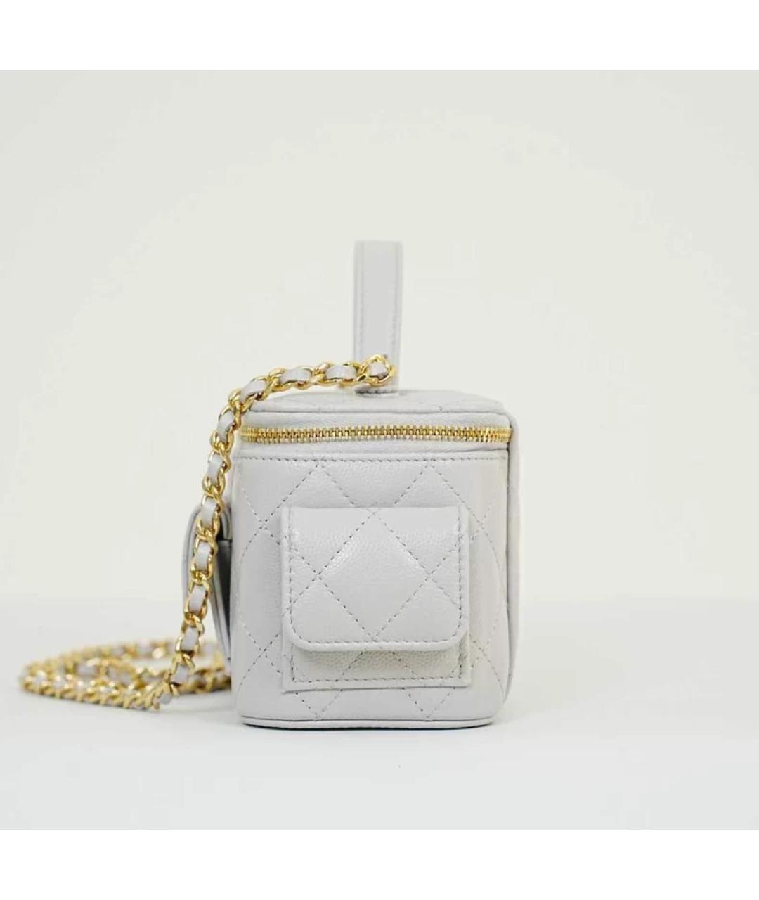 CHANEL Белая кожаная сумка с короткими ручками, фото 3