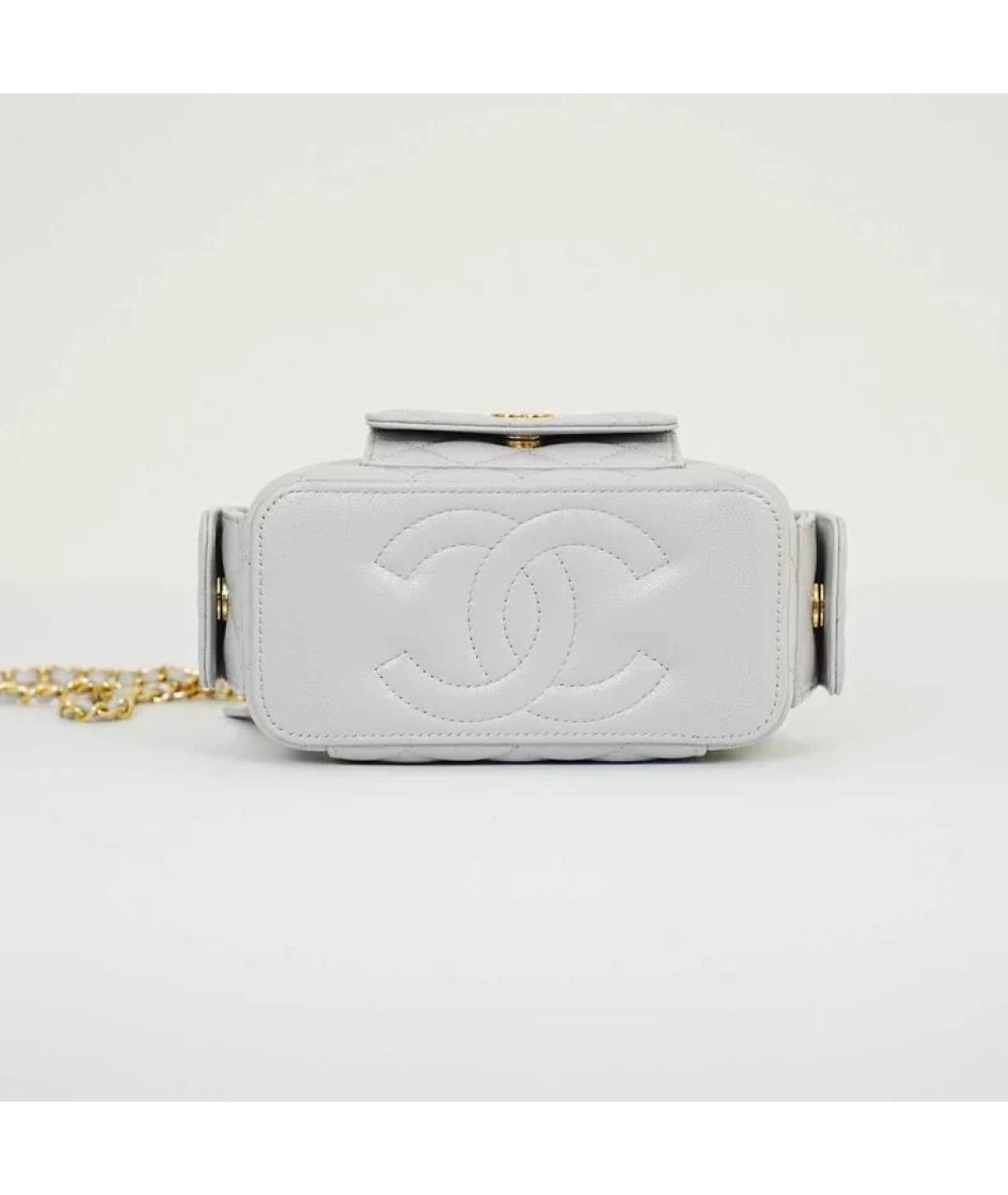 CHANEL Белая кожаная сумка с короткими ручками, фото 5
