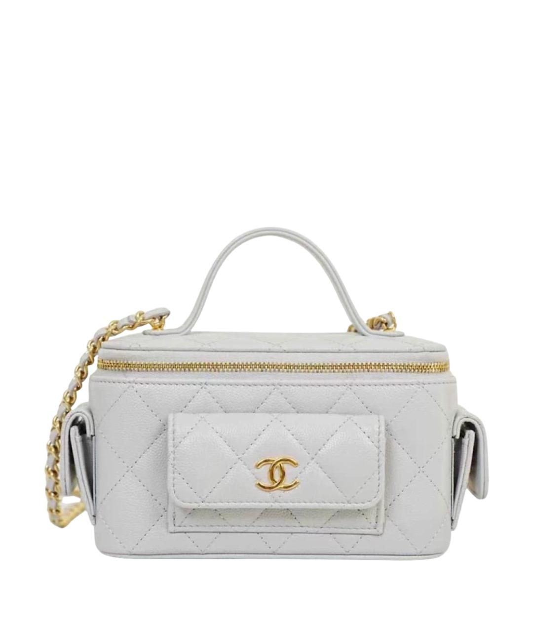 CHANEL Белая кожаная сумка с короткими ручками, фото 1