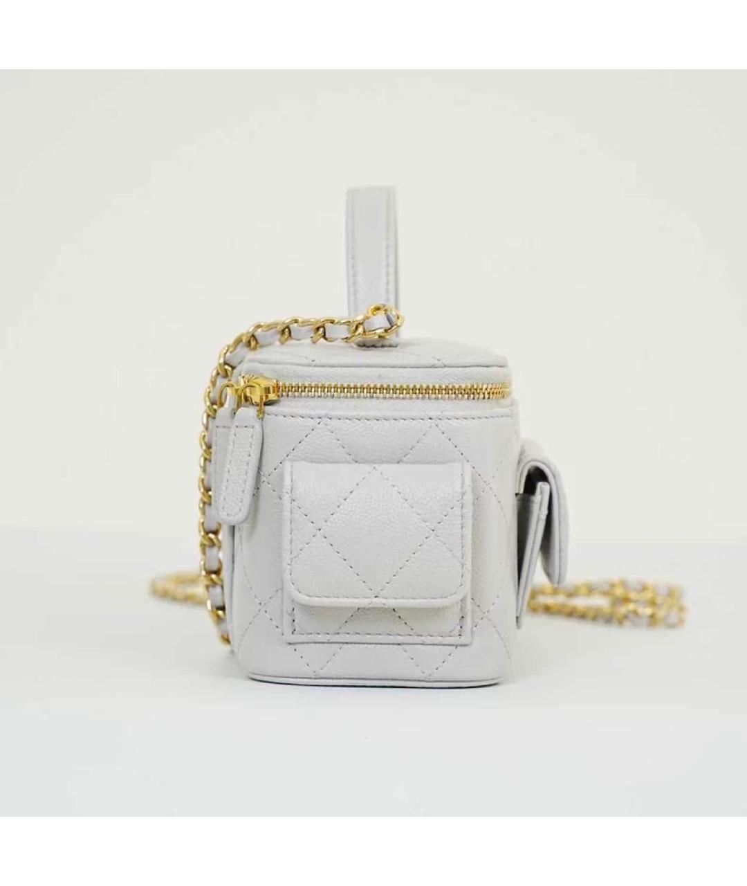 CHANEL Белая кожаная сумка с короткими ручками, фото 6