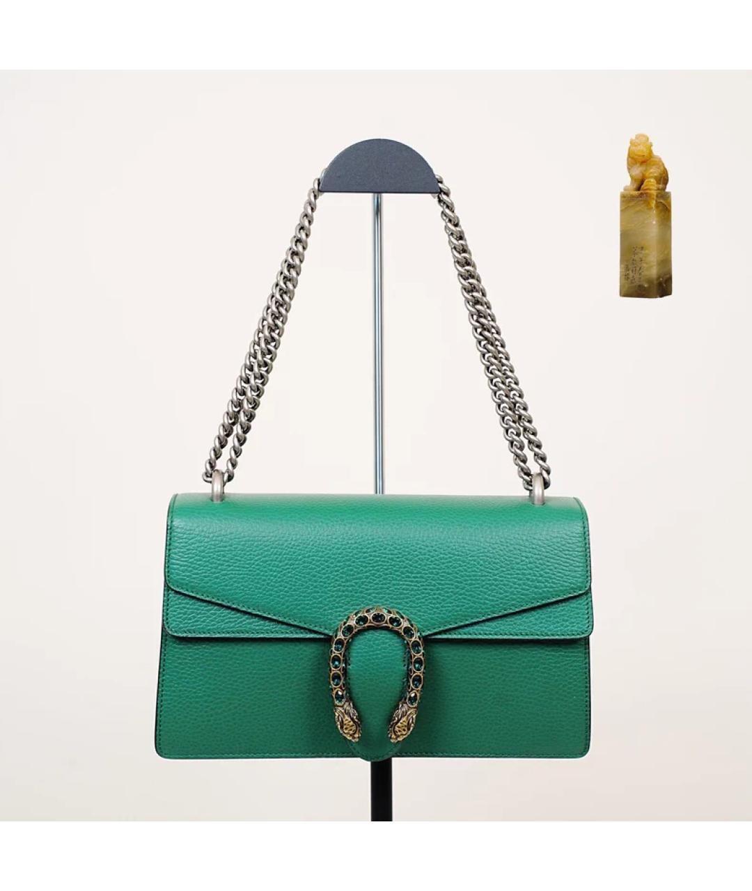 GUCCI Зеленая кожаная сумка с короткими ручками, фото 9