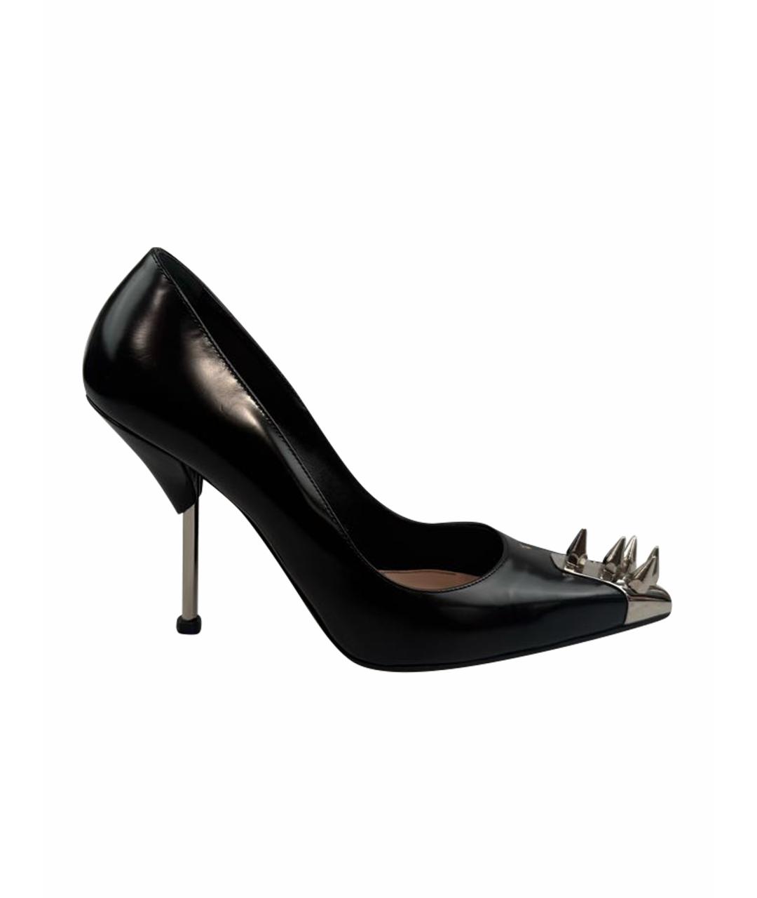 ALEXANDER MCQUEEN Черные кожаные туфли, фото 1