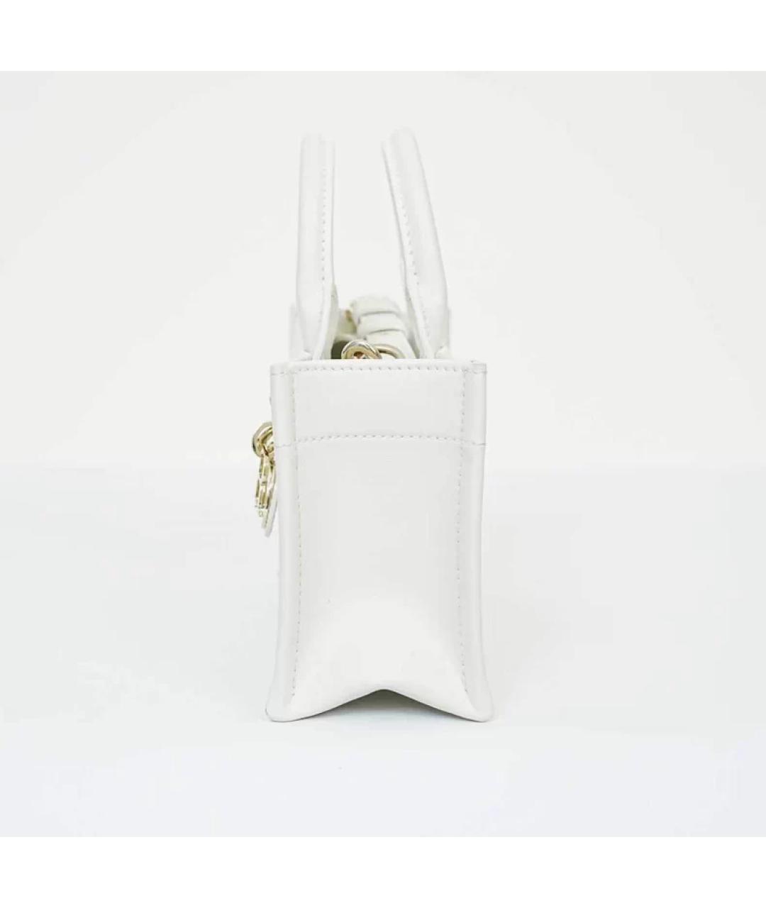 CHRISTIAN DIOR Белая кожаная сумка с короткими ручками, фото 6
