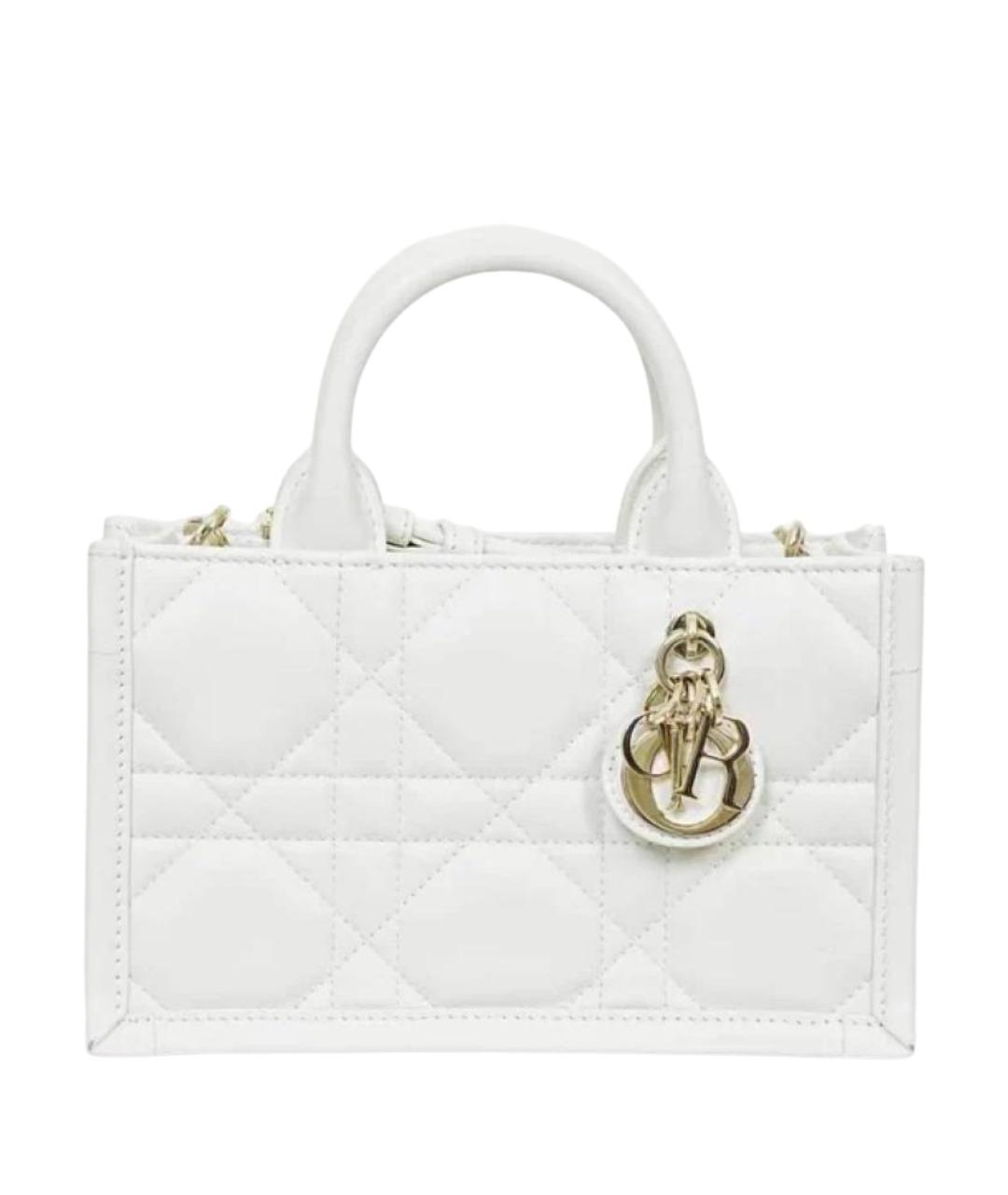 CHRISTIAN DIOR Белая кожаная сумка с короткими ручками, фото 1