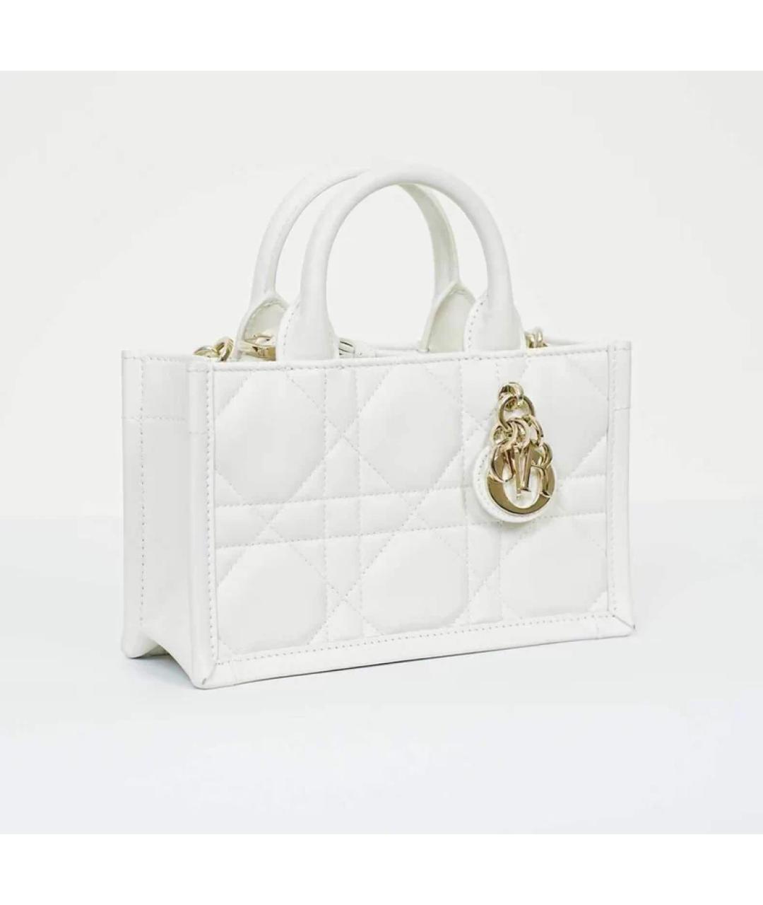 CHRISTIAN DIOR Белая кожаная сумка с короткими ручками, фото 3