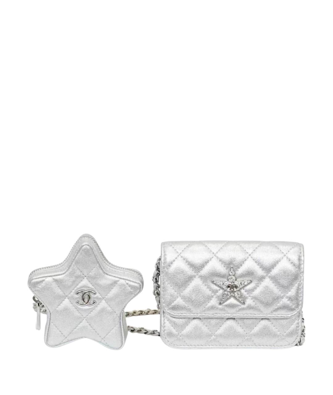 CHANEL Серебряная кожаная сумка с короткими ручками, фото 1