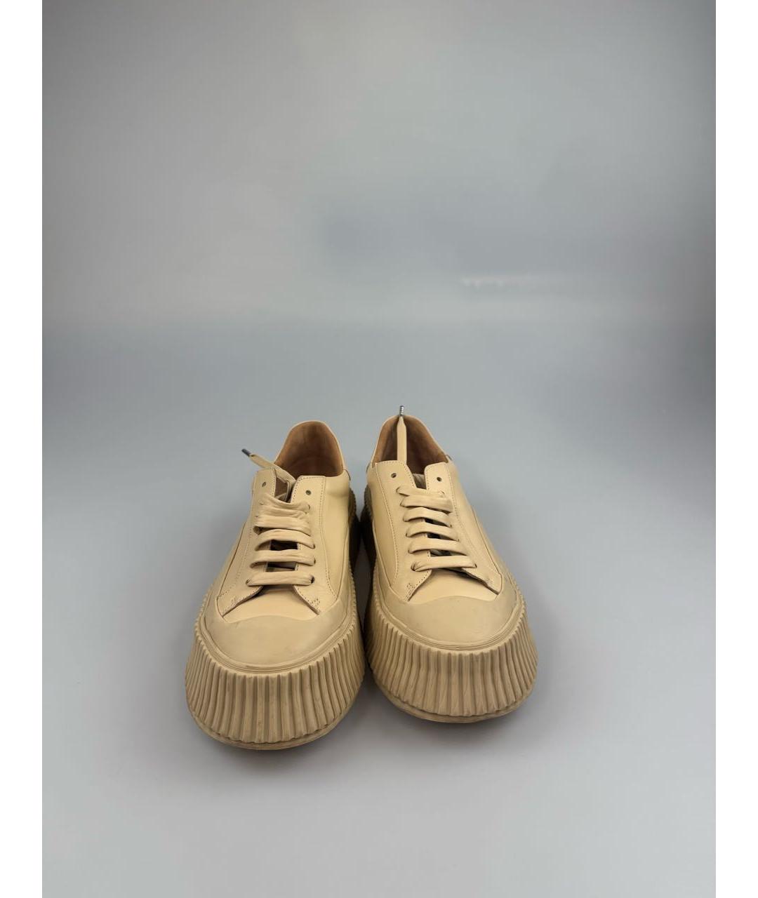 JIL SANDER Бежевые кожаные кеды, фото 2