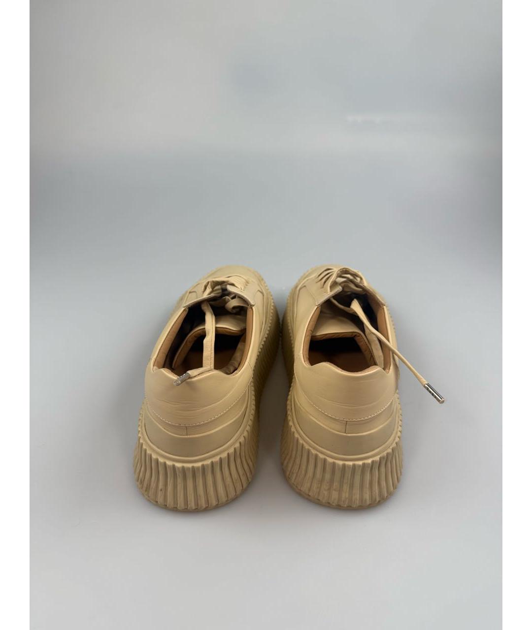 JIL SANDER Бежевые кожаные кеды, фото 3