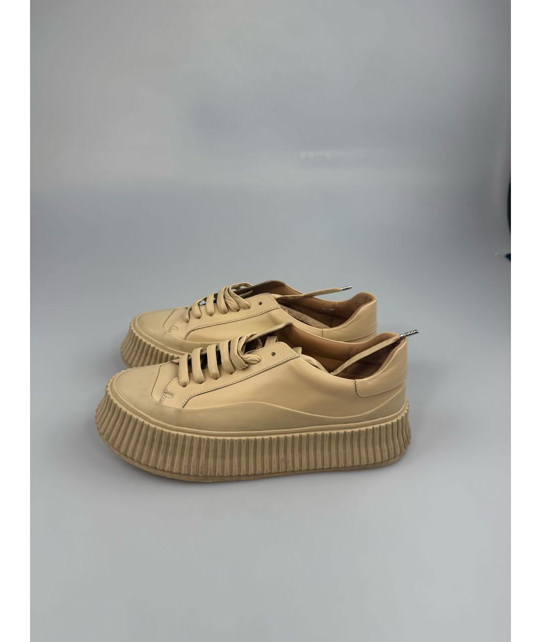 JIL SANDER Бежевые кожаные кеды, фото 4