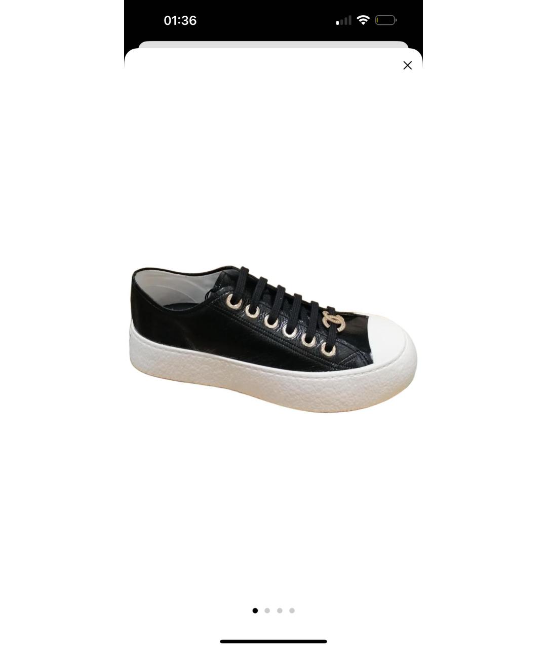 CHANEL Черные кеды из лакированной кожи, фото 1