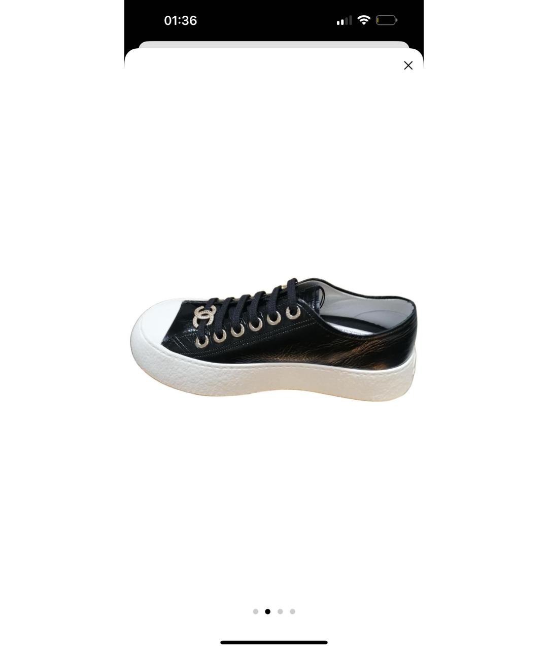 CHANEL Черные кеды из лакированной кожи, фото 2