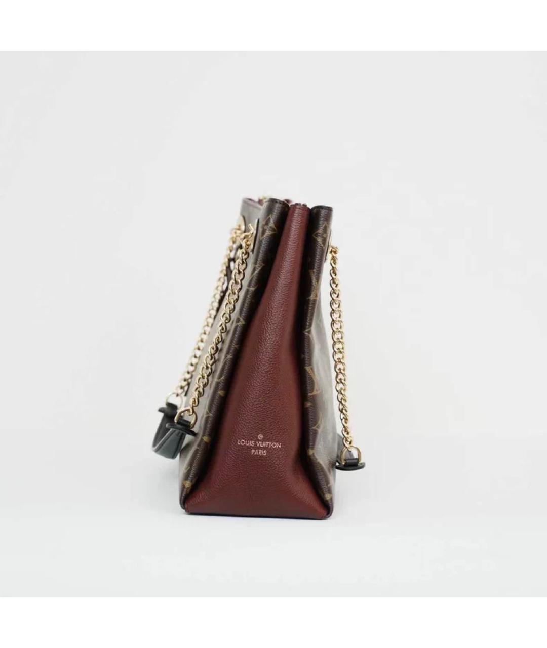 LOUIS VUITTON Коричневая кожаная сумка с короткими ручками, фото 7