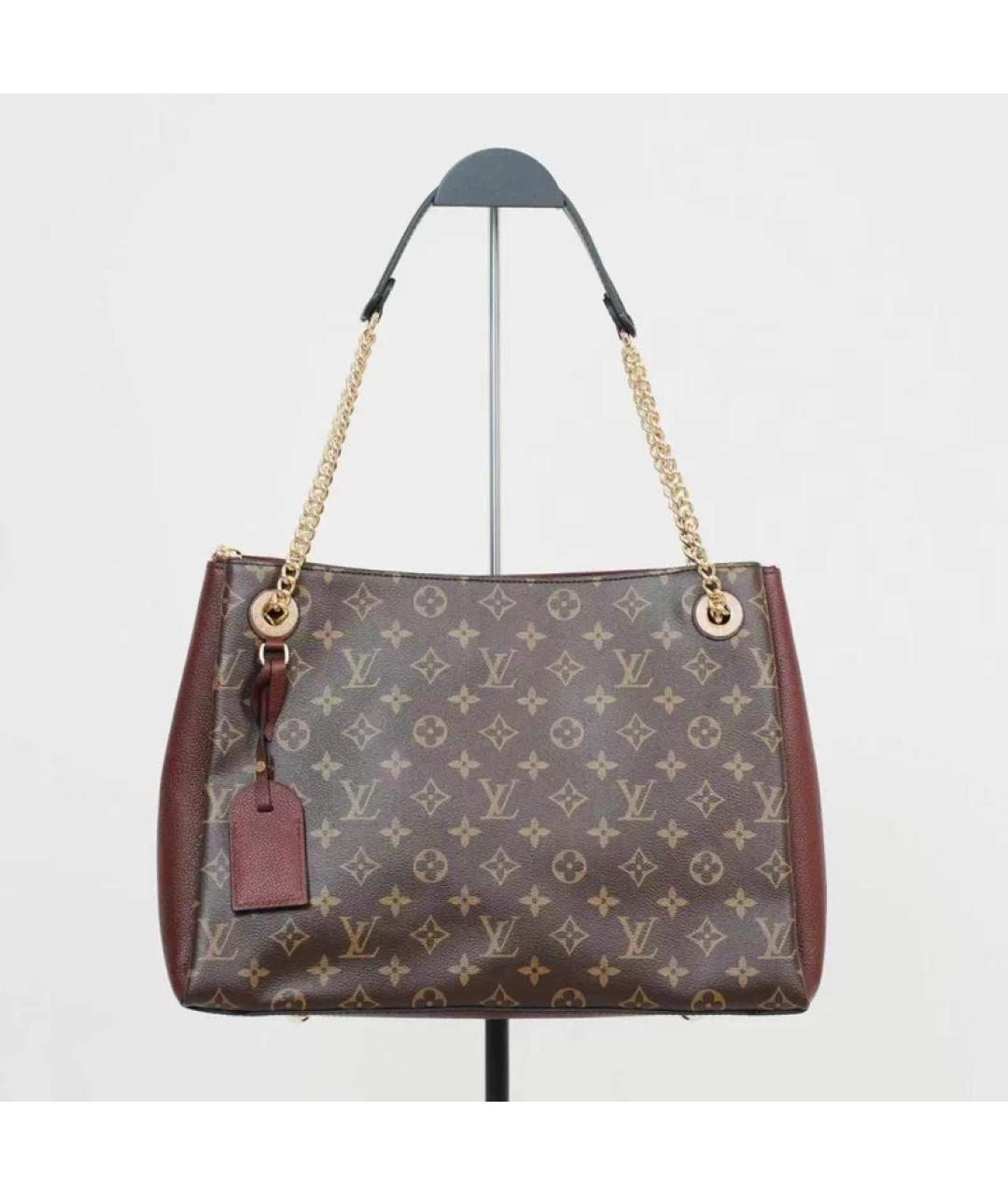 LOUIS VUITTON Коричневая кожаная сумка с короткими ручками, фото 5