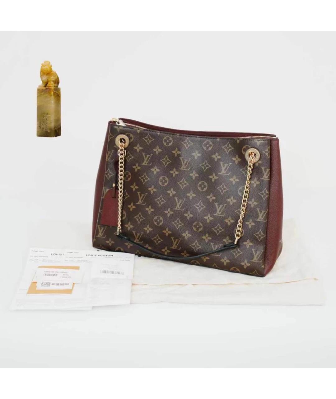 LOUIS VUITTON Коричневая кожаная сумка с короткими ручками, фото 9