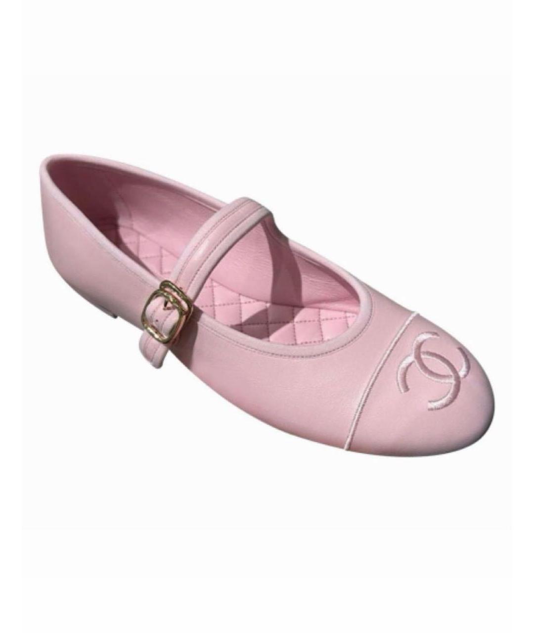 CHANEL Розовые кожаные балетки, фото 1