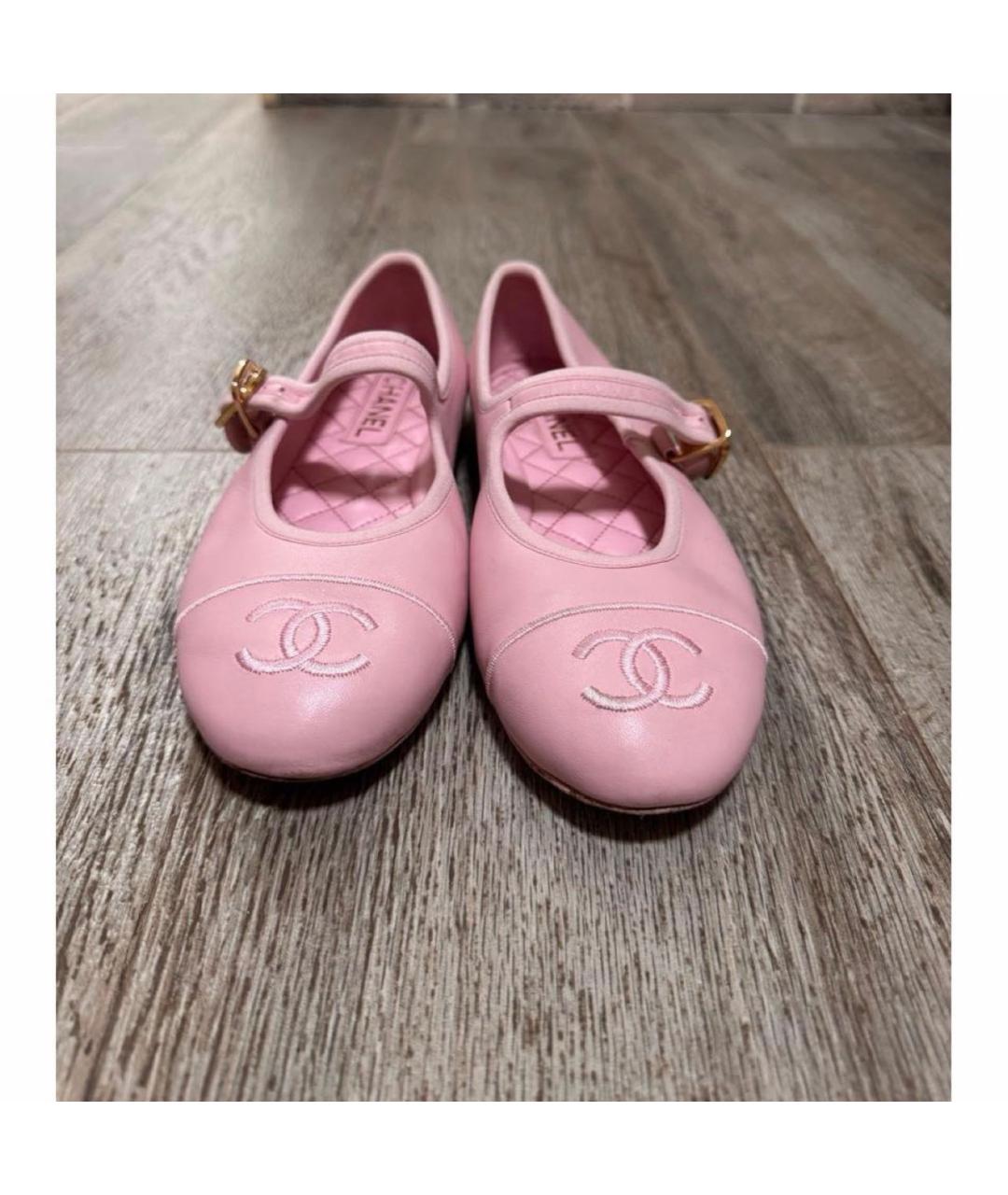 CHANEL Розовые кожаные балетки, фото 2