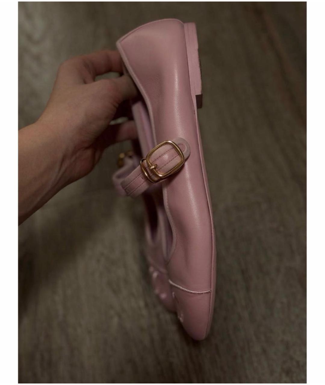 CHANEL Розовые кожаные балетки, фото 4
