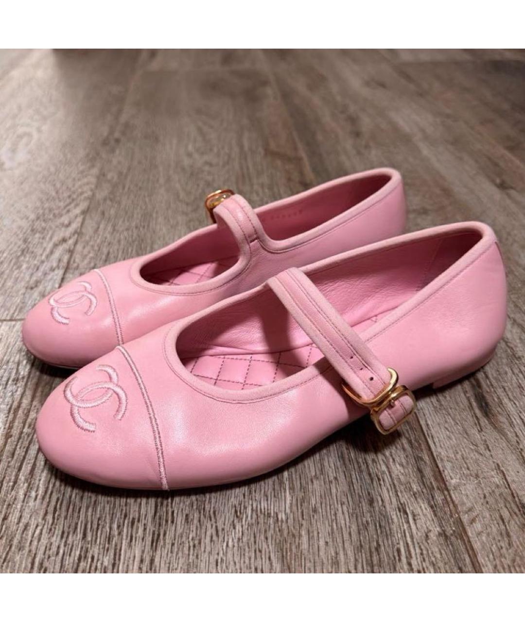 CHANEL Розовые кожаные балетки, фото 3