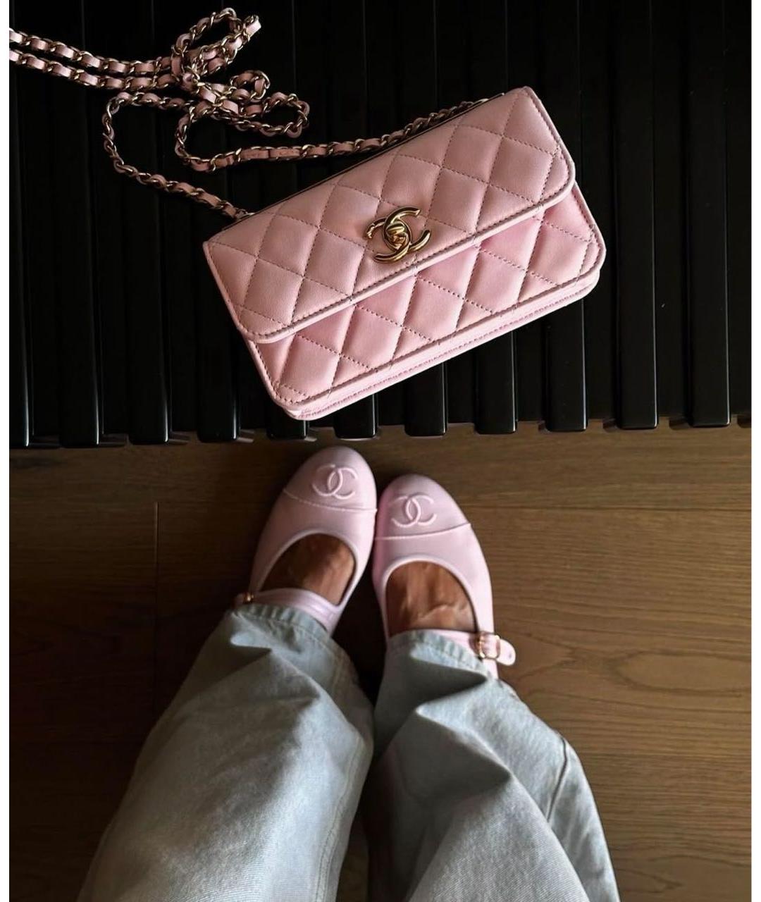 CHANEL Розовые кожаные балетки, фото 6