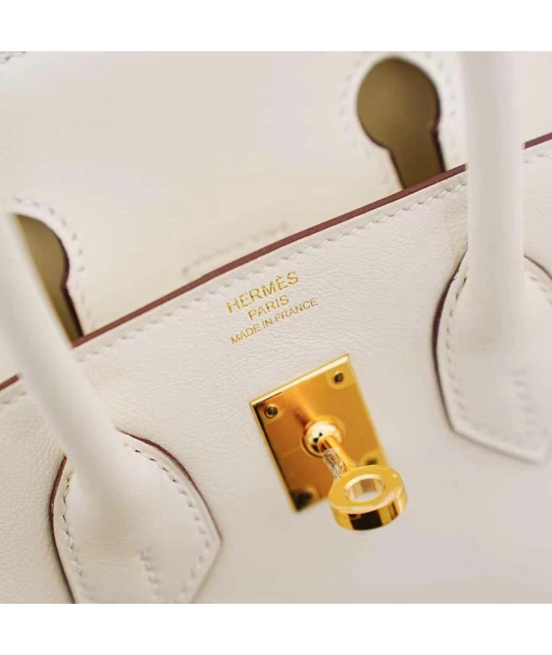 HERMES Белая кожаная сумка с короткими ручками, фото 7