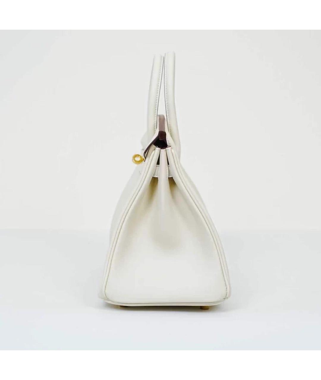 HERMES Белая кожаная сумка с короткими ручками, фото 3