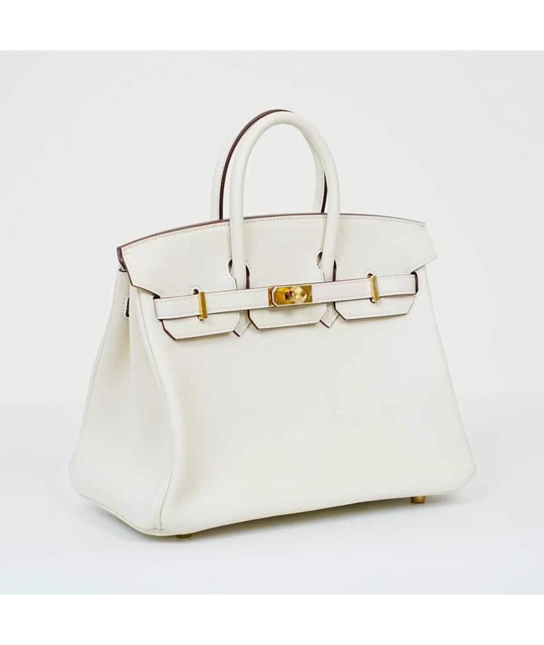 HERMES Белая кожаная сумка с короткими ручками, фото 6
